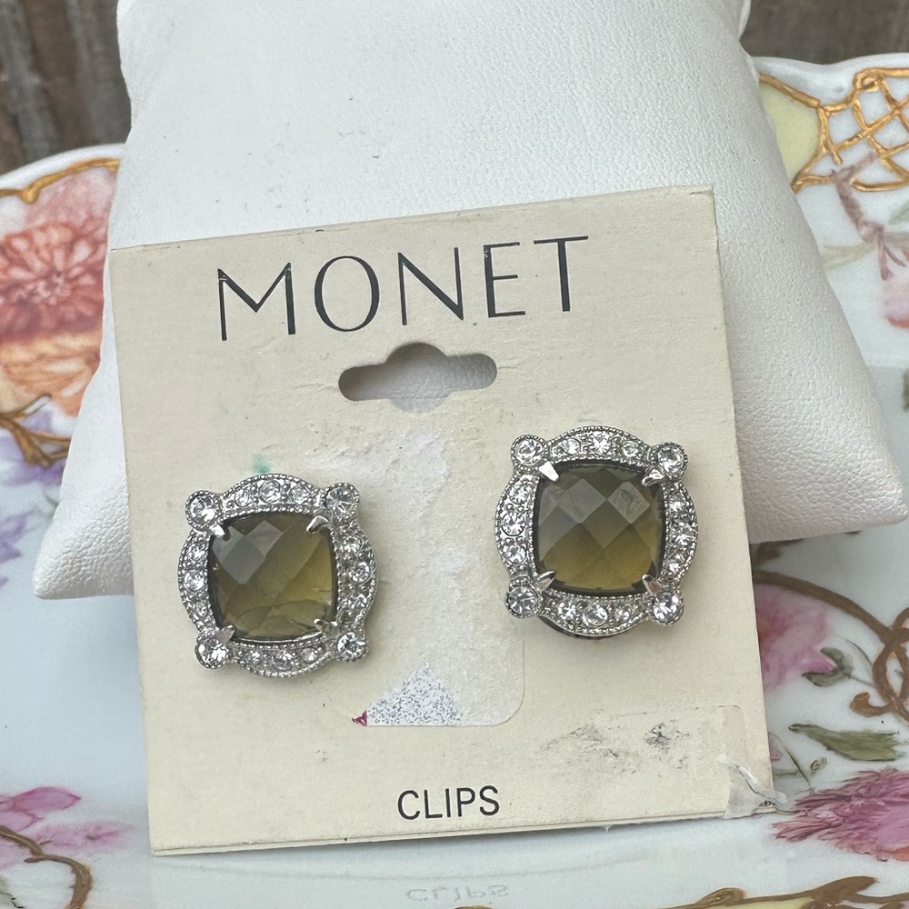Monet Crystal Clip Earrings